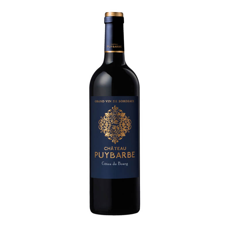Bottle of Côtes de Bourg Bordeaux wine from Château Puybarbe